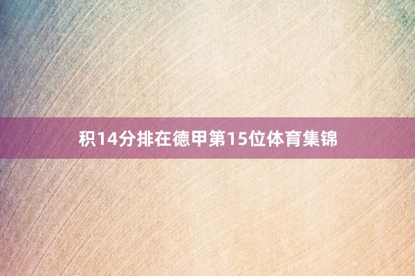 积14分排在德甲第15位体育集锦