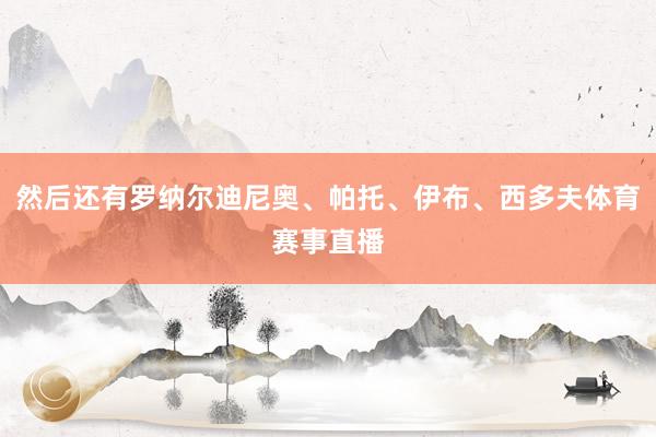 然后还有罗纳尔迪尼奥、帕托、伊布、西多夫体育赛事直播