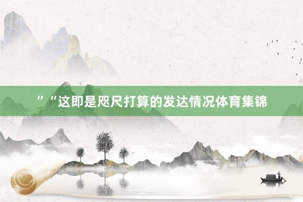 ”“这即是咫尺打算的发达情况体育集锦