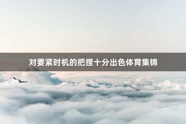 对要紧时机的把捏十分出色体育集锦