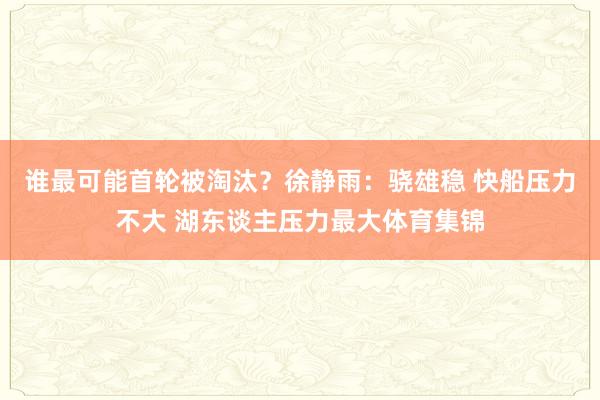 谁最可能首轮被淘汰？徐静雨：骁雄稳 快船压力不大 湖东谈主压力最大体育集锦