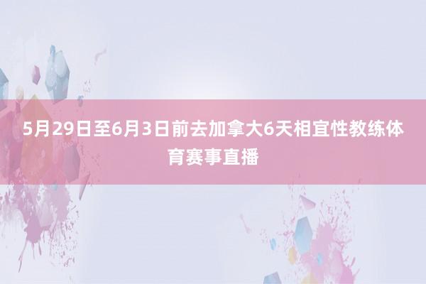 5月29日至6月3日前去加拿大6天相宜性教练体育赛事直播