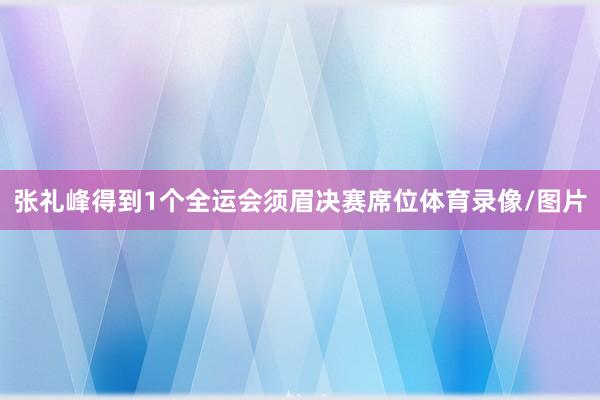 张礼峰得到1个全运会须眉决赛席位体育录像/图片