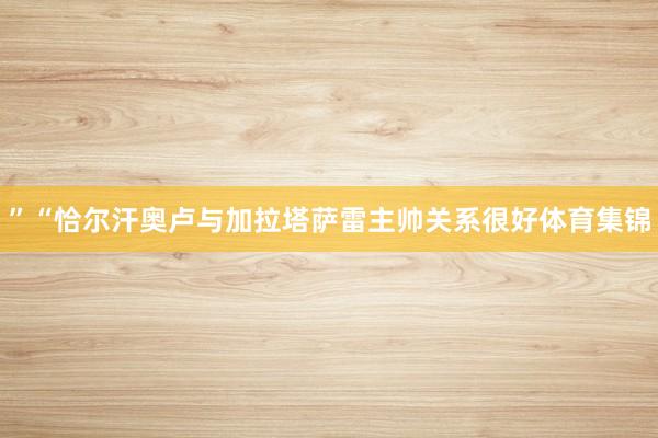 ”“恰尔汗奥卢与加拉塔萨雷主帅关系很好体育集锦