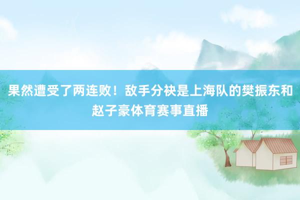 果然遭受了两连败!敌手分袂是上海队的樊振东和赵子豪体育赛事直播