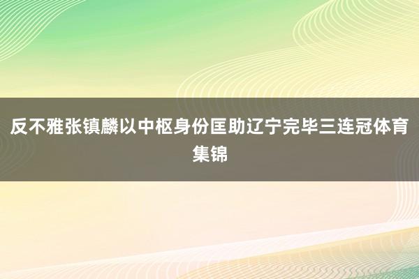 反不雅张镇麟以中枢身份匡助辽宁完毕三连冠体育集锦