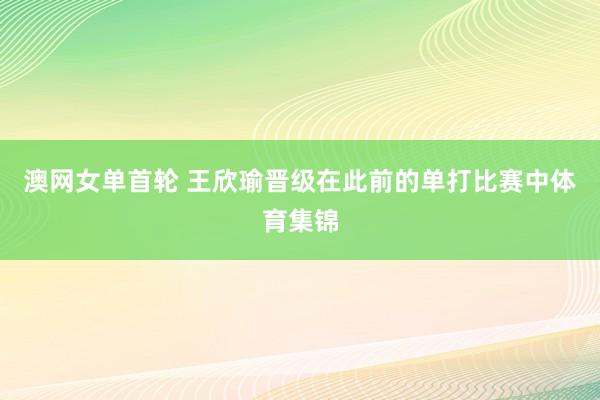 澳网女单首轮 王欣瑜晋级在此前的单打比赛中体育集锦