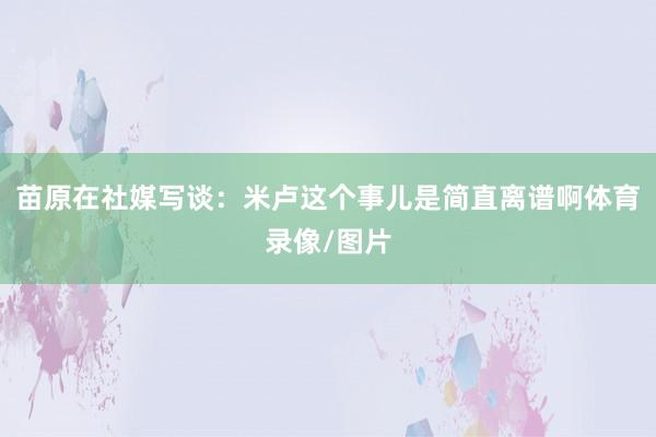 苗原在社媒写谈：米卢这个事儿是简直离谱啊体育录像/图片