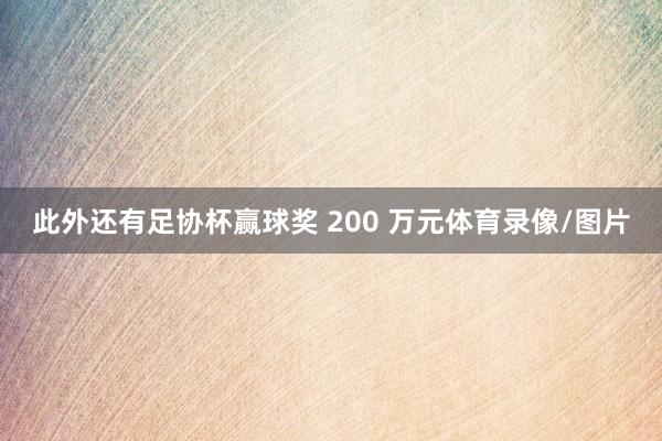 此外还有足协杯赢球奖 200 万元体育录像/图片